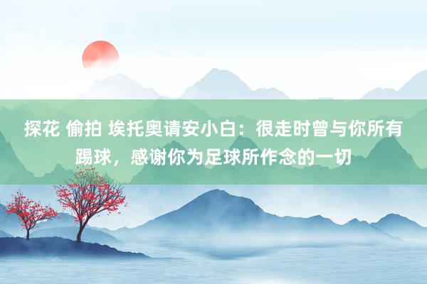 探花 偷拍 埃托奥请安小白：很走时曾与你所有踢球，感谢你为足球所作念的一切